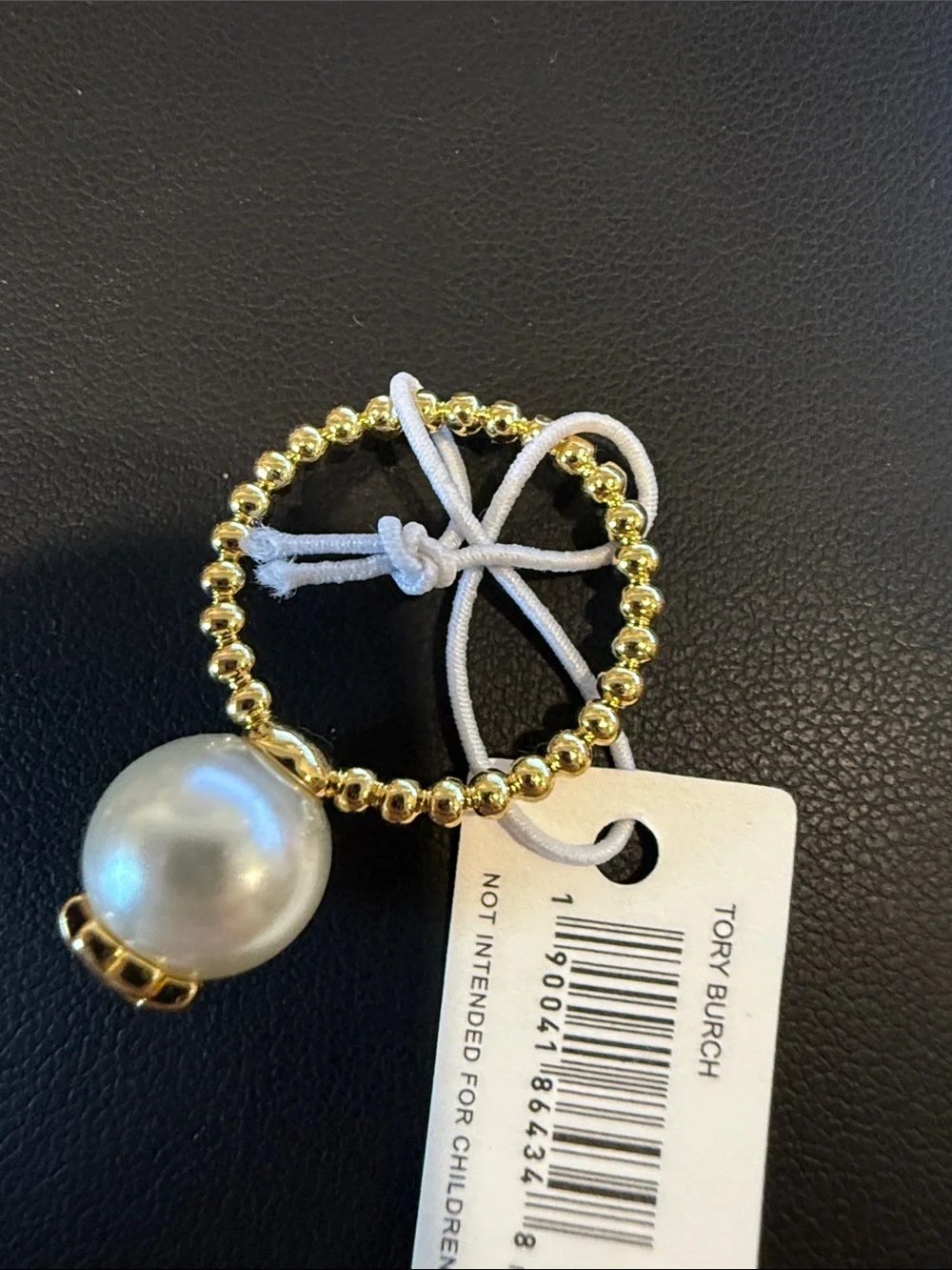 Tory Burch | Gold Plated & Pearl Beaded Band Ring | Size 7